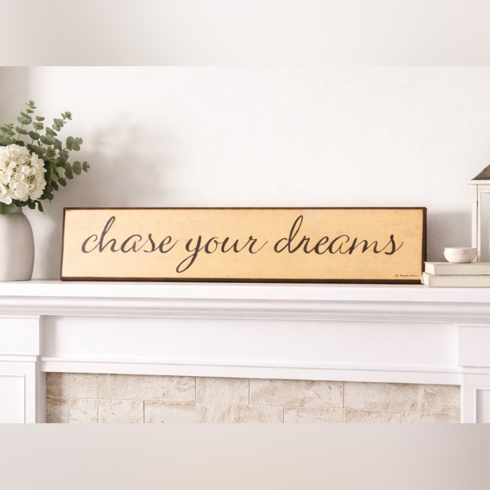 🔵 3/ $15 - Chase Your Dreams Wall or Shelf Decor - Cream and Bronze